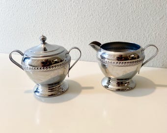 Juego de azucarero y cremera cromados vintage de Nasco