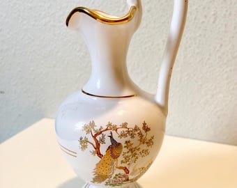 Jarrón de cerámica Spathas, adornado con detalles en oro de 24 quilates, hecho a mano en Grecia.