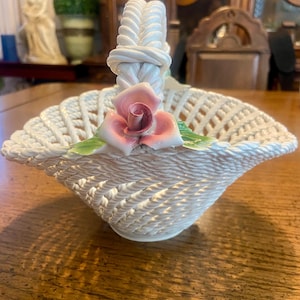 Vintage Woven/Braided Porcelain Basket, Made in Italy