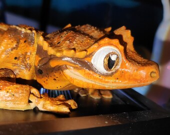Custom 3D printed and hand painted Crested Gecko