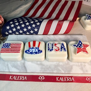 Bougies de la fête de l&#39;indépendance, 4 juillet, décoration de bougie patriotique peinte à la main, cadeau rouge bleu blanc, bougie drapeau des États-Unis, américain, 4 juillet