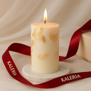 Gold Foil Soy Wax Pillar Candle: Handmade Scented Candle