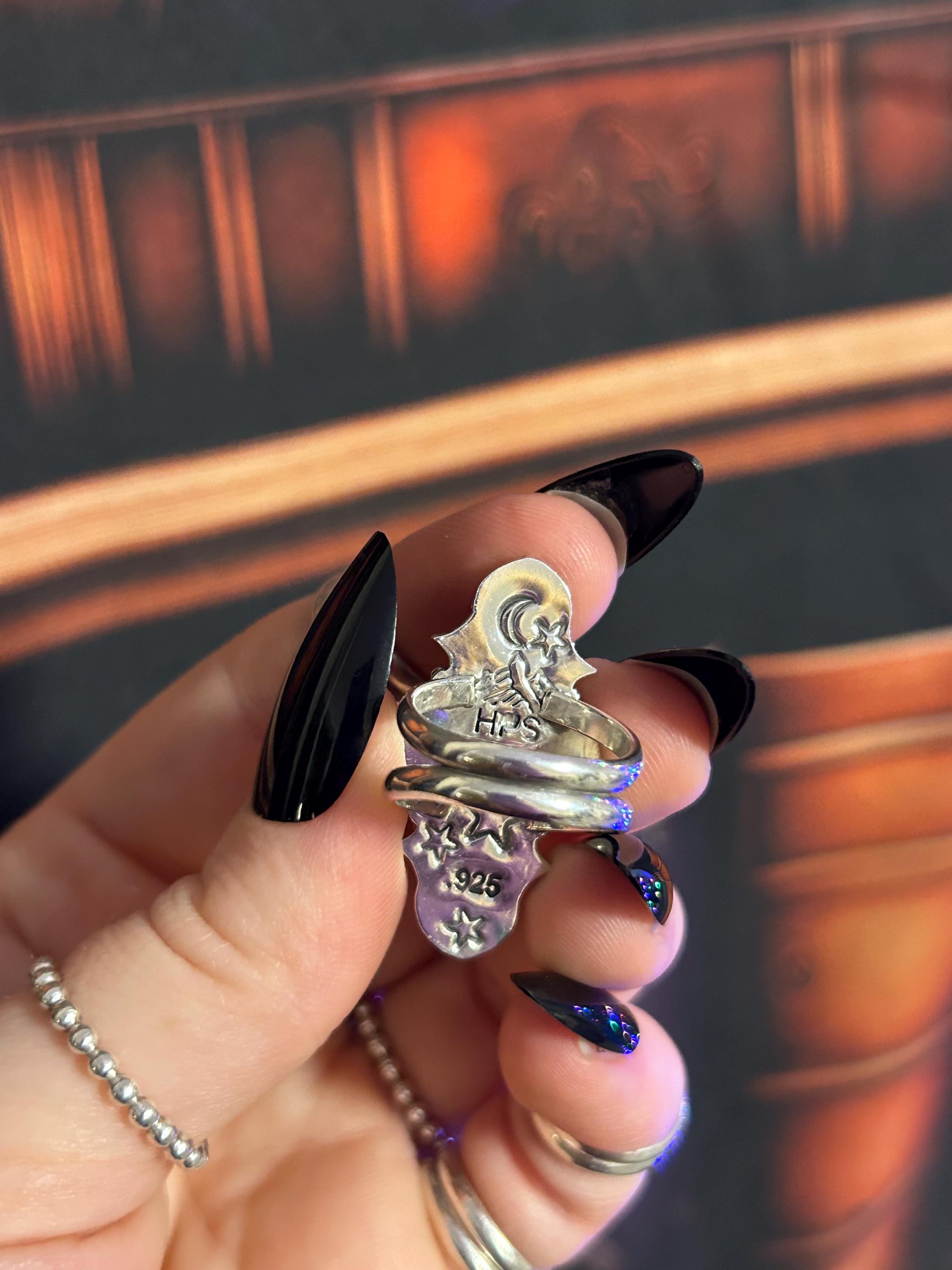 サイズ7 ラブラドライトとグレームーンストーンの月と星のリング