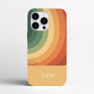 RETRO RAINBOW PERSONALISED phone case | For iPhone 16 Pro Case, iPhone 15 Case, iPhone 14 Case, iPhone 13, More Model Opt, Art, Swirly