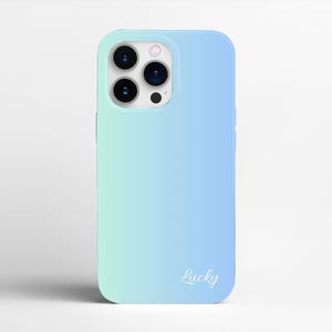 Gepersonaliseerde ZEEBLAUWE OMBRE-telefoonhoesje | Voor iPhone 16 Pro-hoesje, iPhone 15-hoesje, iPhone 14-hoesje, iPhone 13, meer modellen, verloop, ombre blauw