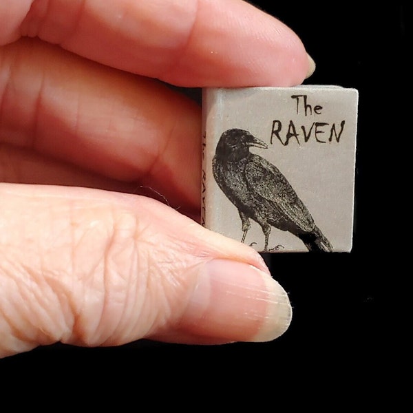 Miniature Book - THE RAVEN - 1:12 Scale - Edgar Allen Poe - Readable - Illustrated - Handmade