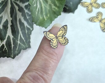 Set of 12 Miniature YELLOW Butterflies - Tiny Butterflies - Dollhouse, Fairy Garden, Diorama, Book Nook,