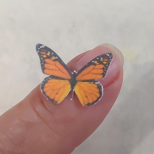 Set of 12 Miniature MONARCH Butterflies - Tiny Butterflies - Dollhouse, Fairy Garden, Diorama, Book Nook,