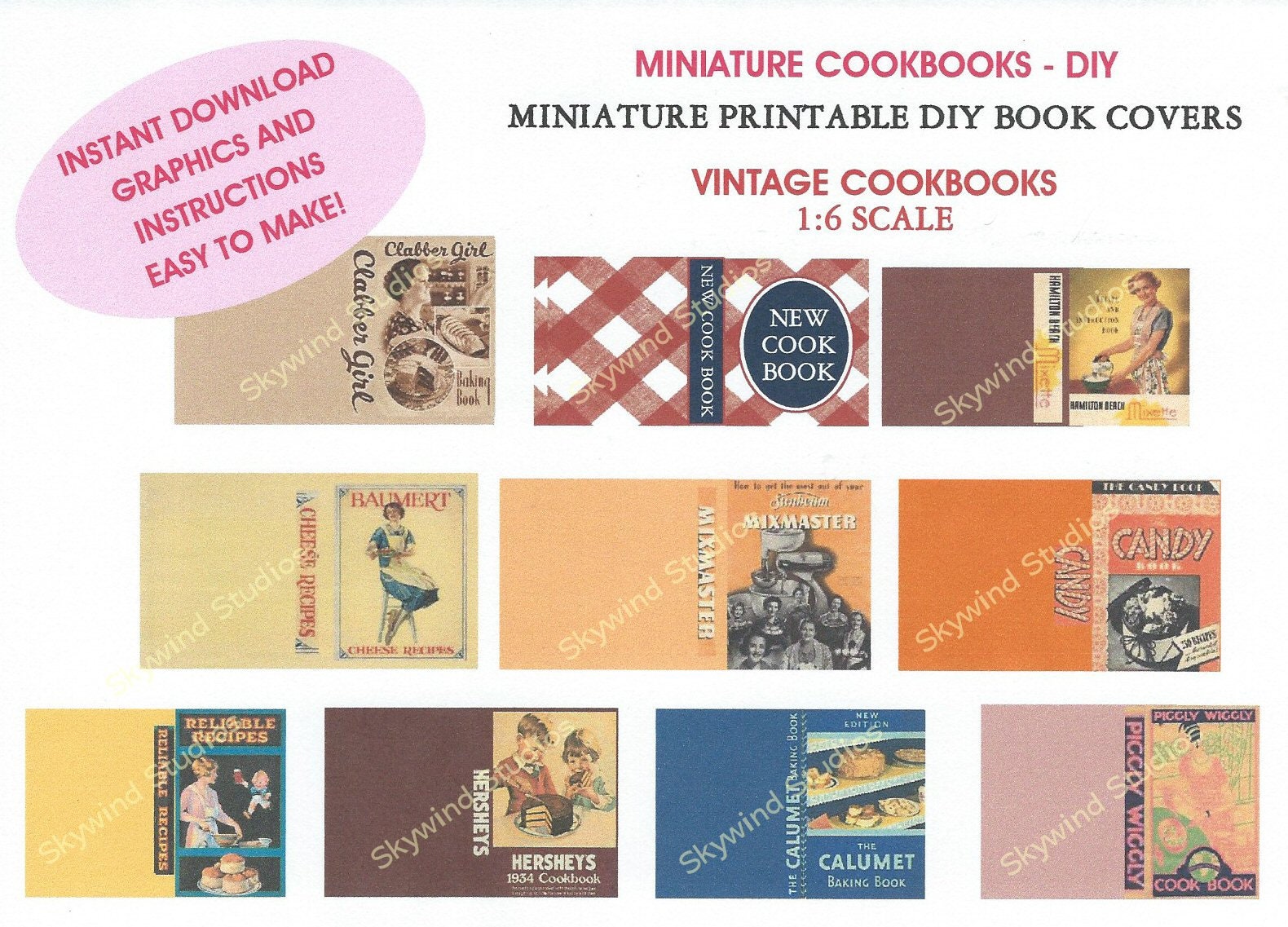 VINTAGE OLD COOKBOOKS 6 Miniature One Inch Scale Faux Prop Books [P6 1:12  Scale] - $6.30 : Little THINGS of Interest, Miniature Books and Accessories