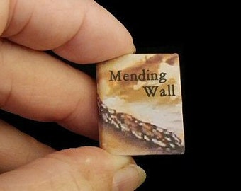 Miniature Book - 1:12 Scale - Poetry - MENDING WALL by Robert Frost - Readable - Illustrated