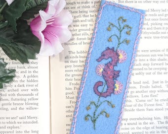Hand-Stitched Embroidered Felt Bookmark - SEAHORSE