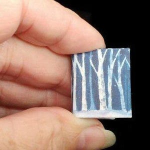 STOPPING BY WOODS On A Snowy Evening by Robert Frost - Miniature book - 1:12 Scale - - Readable - Illustrated - Handmade