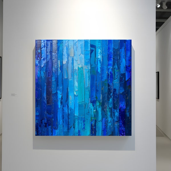 Midnight Waves | Acryl Gemälde fürs Wohnzimmer Wanddekoration farbenfrohe abstrakte Kunst rechteckige Leinwand mit bunten Farben