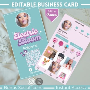Instagram-Visitenkartenvorlage, bunte QR-Code-Visitenkarte, Influencer, Social-Media-Vorlage, IG-Visitenkartendesign, Beauty-Business