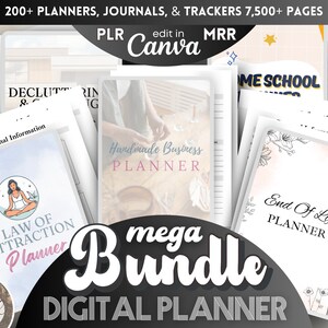 Digital Product Bundle PLR Starter Kit Printable Planners Journals Trackers Canva Templates MRM Bundles Commercial Use Editable Planner