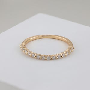 Thin Stacking Ring | 1.5mm Colorless Moissanite Band | Dainty Sterling Silver or Gold Vermeil Ring | Minimalist Eternity Band | Wedding Ring