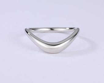Gold Curved Wedding Band Ring Gold Vermeil Sterling Silver Stackable Band Promise Ring Chunky Fluid Curved Plain Band Gift for her