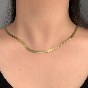 18K Gold Fischgrätenkette für Frauen, Schlangenkettenkette, Goldkette für jeden Tag, Fischgrätenkettenschmuck, Weihnachtsgeschenk für Sie