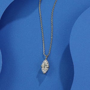 Marquise Cut Moissanite Solitaire Necklace 1ct 1.5ct 2ct Diamond pendent Necklace 14K Yellow Gold Dainty Layering Necklace Gift for Her