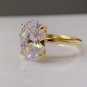 Anillo de compromiso ovalado de 2-3 quilates, anillo de viaje de oro, conjunto único de anillo de promesa de plata, anillo de boda, anillo solitario con diamante simulado, regalo para ella imagen 7