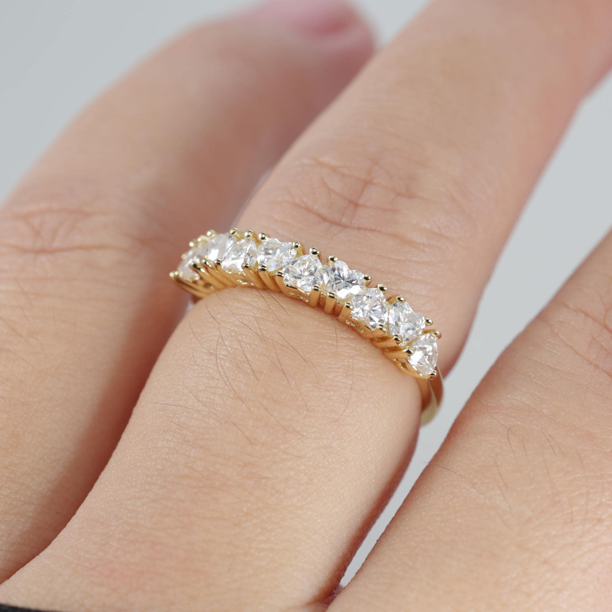Bague Alliance Demi-éternité Or Blanc 925 Avec Diamants Simulés 5 Carats - Taille 7 à 10