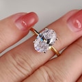 2.5CT 3.5CT Oval Cut CZ Solitaire Engagement Ring travel ring Two Tone Yellow Gold vermeil and White Gold Silver Ring Simulated Diamond product logo