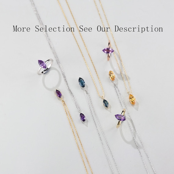 Collier Citrine Marquise Fait Main - Chaîne En Laiton Argenté - 18 Pouces - Fabriqué En Inde