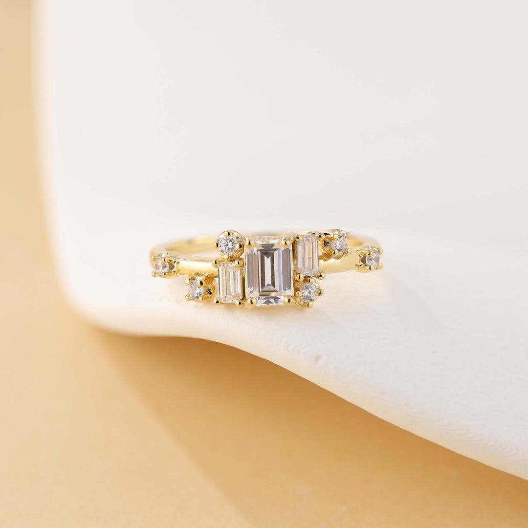 Dainty 14k Gold CZ Engagement Ring, Sterling Silver Promise Ring - Etsy