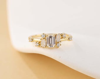 Anel de Noivado Delicado em Ouro 14k com Zircônia Cúbica, Anel de Compromisso em Prata de Lei