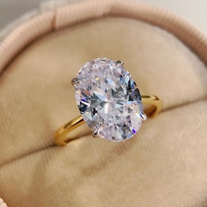 Oval Engagement Ring Two Tone Gold Silver Travel Ring Promise Wedding Ring Simulated Diamond Ring Classic Solitaire Diamond ring daily ring