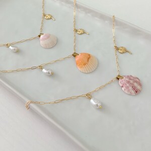 Golden Sandy Palm Charm Necklace, Beach Jewelry, Summer Accessory, Shell Necklace, Beach Accessory, Shell Charm Necklace, 16-inch Necklace