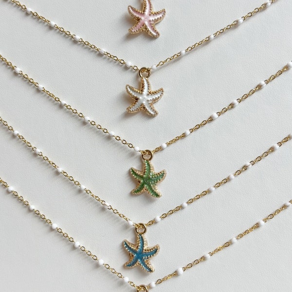 Coastal Inspired Starfish Necklace, Beach Jewelry, Summer Accessory, Shell Necklace, Beach Accessory, 16 inch Necklace