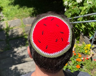 Crocheted Watermelon Yarmulke