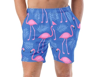 Imperial Flamingos - Men's swim trunks, 7 inch inseam, comfortable swimsuit, beach and pool, summer gift idea