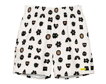 Curious Shapes - Signature Banana Papi Swim Trunks - Comfy, stretchy, quick dry, stylish beach and pool trunks with pockets