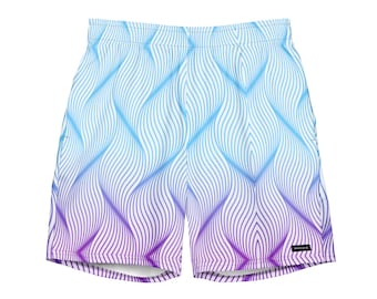 Farbverlauf Wellen - Surf Edition - 7 "Badehose - Bequeme, dehnbare, schnell trocknende, stylische Strand- und Poolhose mit Taschen