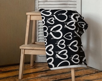 White Graffiti Hearts - Signature Banana Papi Beach Towel - Oversized, Quick Dry, Colorful, Summer, Travel & Beach Gift