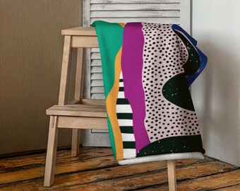 Abstract Art on Blue - Banana Papi Signature Beach Towel - Oversized, Quick Dry, Colorful, Summer, Travel & Beach Gift