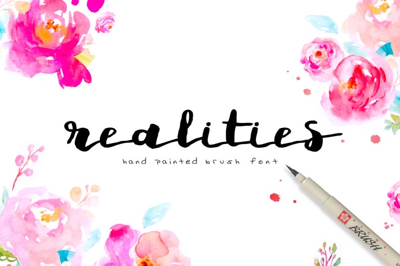 Cute Font Realities Brush Font Modern Calligraphy Commercial font Script Font