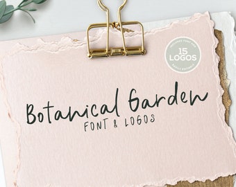 Botanical Garden Font & Logos - Botanical Logo - Modern Calligraphy Font - Handwritten Font -  Modern Font - Premade Logo - Logo Template