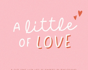 A Little of Love Font and Dingbats - Font Download - Uppercase Font - Typeface - Instant Download