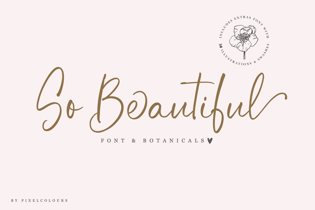 So Beautiful Font and Botanicals Font Download Botanical - Etsy