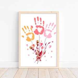 Blumen Handabdruck Kunst, Muttertag, Handabdruck Kunst Wildblumen, Geschenk von Kinder, Basteln für Babys Kleinkinder Kinder, Andenken, DIY Kinder Aktivität