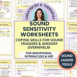 Sound Sensitivity Workbook: Misophonia, Hyperacusis & HSP, Sensory Coping Skills (Fillable PDF Download)