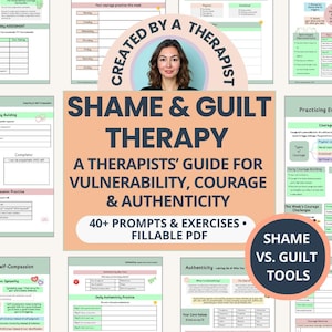 感情的レジリエンスツールキット：恥と罪悪感のセラピーワークシート、脆弱性と勇気（記入可能なPDF）
