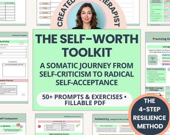 Emotional Resilience Toolkit: Therapy Worksheets for Self-Worth & Courage (Fillable PDF)