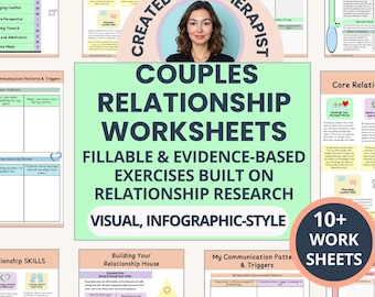 Couples Relationship Worksheets: Evidence-based Communication & Conflict Skills, Emotional Intimacy (  Fillable PDF)