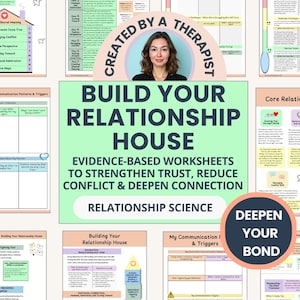 Parterapi-arbetsblad, terapeututformad relationsguide, kommunikations- och konfliktfärdigheter, emotionell intimitet (ifyllbar arbetsbok)