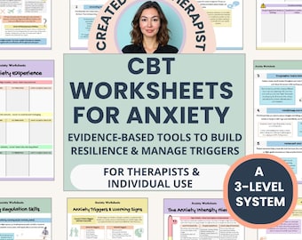 CBT Worksheets for Anxiety: A Therapist Toolkit for Self Regulation, Triggers & Coping Skills (Printable PDF)