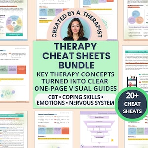 Therapy Cheat Sheets Bundle: 20 Modality Reference Guides for Therapists, Students & Self-Learners (PDF)